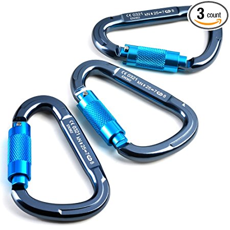 Locking Aluminum Carabiner and Hanging Strap for Outdoor Activity, High-Altitude Operations, Rescue, Adventure, Rappelling,Tree Swing