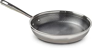 T-fal HybridMesh Tri-Ply Stainless Steel Fry Pan 10.25 Inch, Induction Oven Safe 500F, Metal Utensil Safe, Platinum Nonstick, Ideal For Searing, Sauteing, Frying, Cookwar, Dishwasher Safe Silver/Black