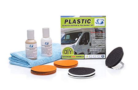 Glass Polish GP31007 Plastic and Acrylic Restoration Kit, Removes Scratches, Water Damage, Restore Hazy, Foggy, Discolored Surface