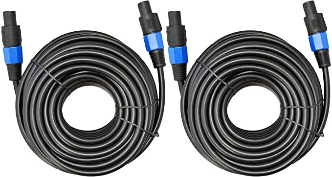 Ignite Pro 2X Speakon to Speakon 50 Ft. True 12 Gauge Wire AWG DJ/Pro Audio Speaker Cable, Pair