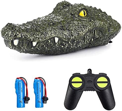EACHINE RC Boat for Kids and Adults, EB01 2.4G Electric RC Boat Simulation Crocodile Head Vehicles RTR Model Spoof Toy Two Batteries 30Min Fun time