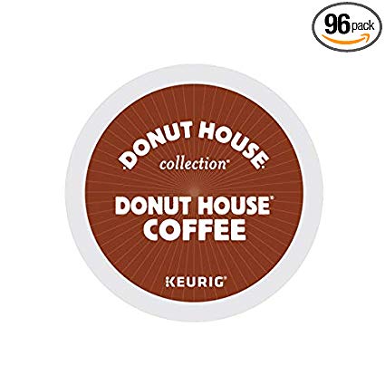 Donut House Collection, Donut House Coffee, Single-Serve Keurig K-Cup Pods, Light Roast, 96 Count (4 Boxes of 24 Pods)