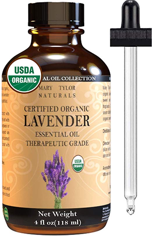 Lavender Essential Oil (4 oz) Certified Organic, Premium Therapeutic Grade, 100% Pure, Perfect for Aromatherapy, Relaxation, DIY by Mary Tylor Naturals