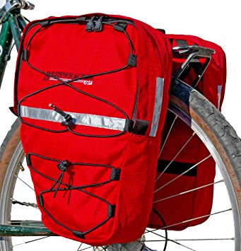 Bushwhacker Moab Red - Bicycle Front / Rear Pannier w/ Reflective Trim Cycling Rack Pack Bike Bag Frame Accessories Trunk