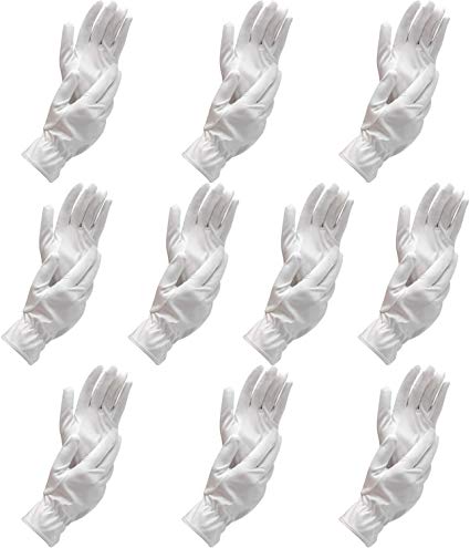 White Working Glove, EnPoint 10 Pairs Women's Gown Gloves, Soft Protective Glove with Elastic Wrist for Wedding Banquet, Coin/Jewelry Inspection, 3.35” Palm Width Soft Glove for Men & Women