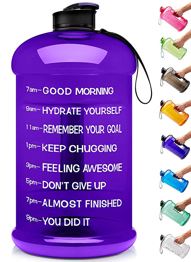 Venture Pal Large 128oz/74oz Leakproof BPA Free Fitness Sports Water Bottle with Motivational Time Marker to Ensure You Drink Enough Water Throughout The Day