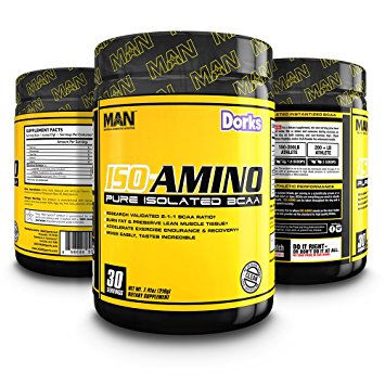 MAN Sports ISO-AMINO BCAA Amino Acid Powder, Dorks, 30 Servings, 210 Grams