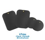 Mount Metal Plate with Adhesive for Magnetic Cradle-less Mount -X4 Pack 2 Rectangle and 2 Round Compatible with WizGear mounts