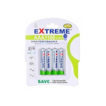 4 x AAA 1100 mAh Extreme Rechargeable Batteries -