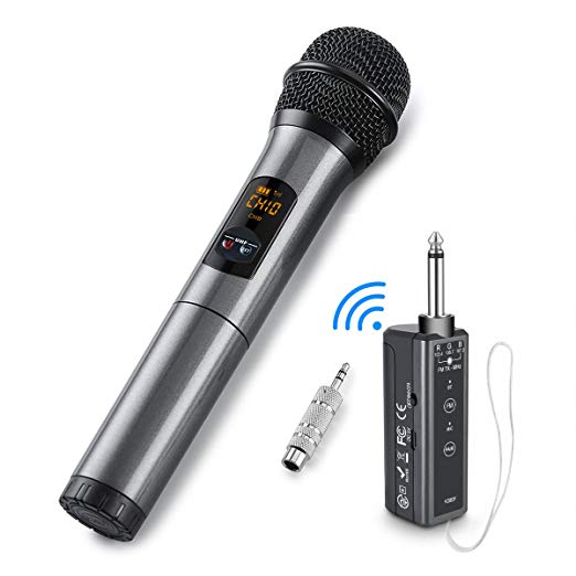 UHF Bluetooth Wireless Microphone, ELEGIANT Handheld Dynamic Microphone Wireless Mic System Karaoke FM Receiver Professional Singing Machine for Home Party Speech Stage Show Church Wedding -K380