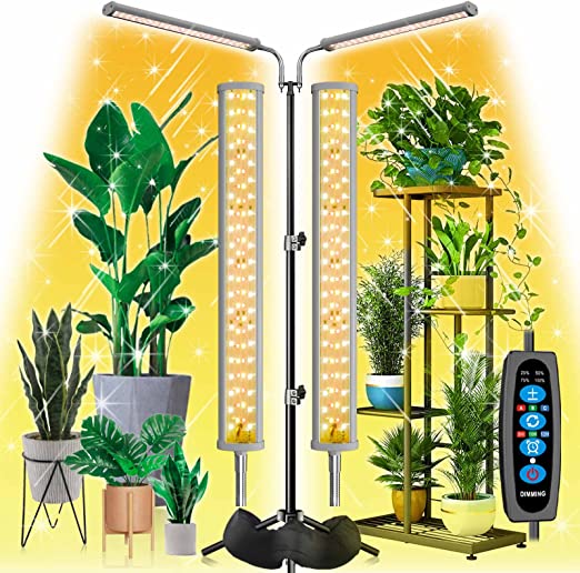 DOMMIA Grow Lights for Indoor Plants, 3 Modes Full Spectrum with 60" Adjustable Tripod Stand,180 LED Grow Lamp Grow Light with Stand 6/10/12 Timer Dimmable Plant Lamps for Various Plants Fruit Veg