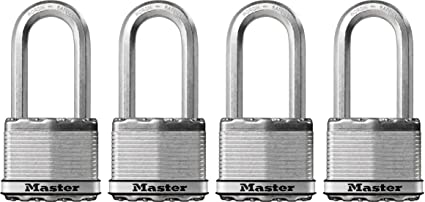 Master Lock Padlock, Magnum Laminated Steel Lock, 2 in. Wide, M5XQLH (Pack of 4-Keyed Alike)