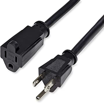 StarTech.com 6 Ft Power Cord with 125 Volts at 13 Amps - 16 AWG Power Extension Cable Cord - NEMA 5-15R to NEMA 5-15P (PAC1016)