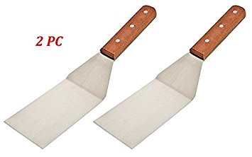 Ifavor Stainless Steel Spatula for BBQ Grill - 7/12-Inch Square End Spatulas with Wooden Handle (2)