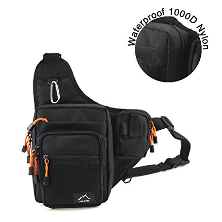 Hetto Waterproof Fishing Tackle Bag Backpack - Sports Sling Shoulder Crossbody Chest Nylon Bag Pack Outdoor Sports