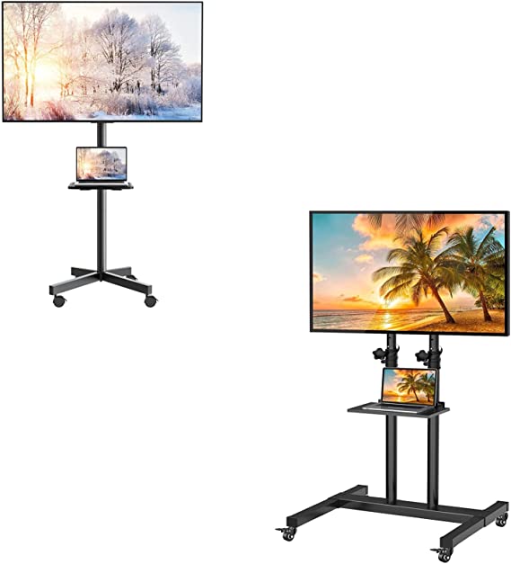 PGTVMC06 Mobile TV Cart for 23-55 inch TVs & PGTVMC03 Tilting Rolling TV Stand for 32-75 inch TVs