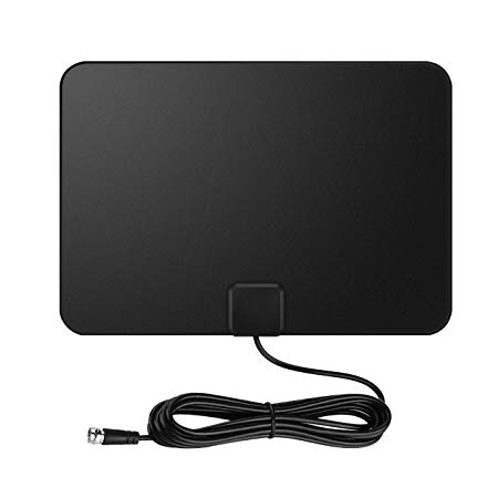 Homasy Amplified HDTV Antenna-50 Miles Range, Ultra-thin Indoor Digital HDTV Antenna with Detachable Amplifier Signal Booster,10ft Long Cable for Better Reception