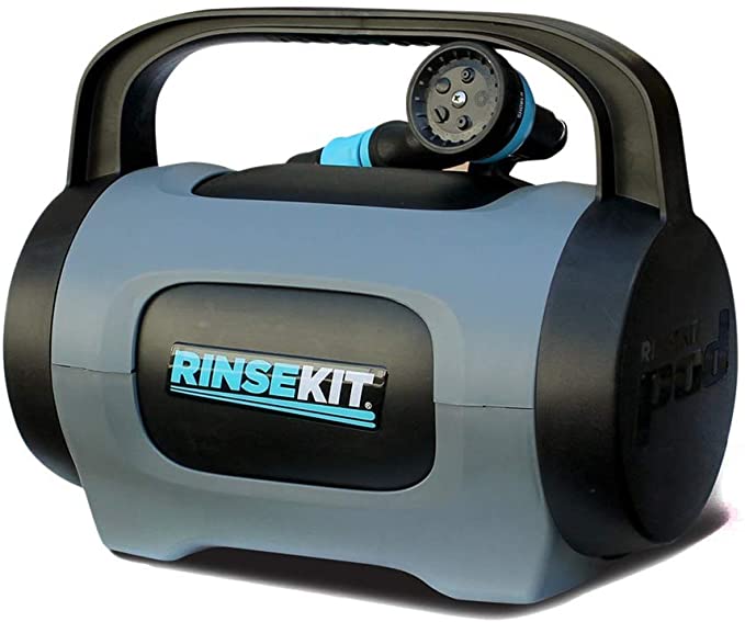 RinseKit Unisex's Plus Portable Shower, Black/Blue, one Size