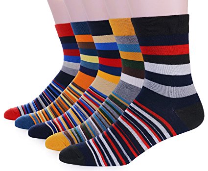 Dr. Anison 5 Pack Men's Cotton Argyle Crew Socks Fit For US Size 6-11