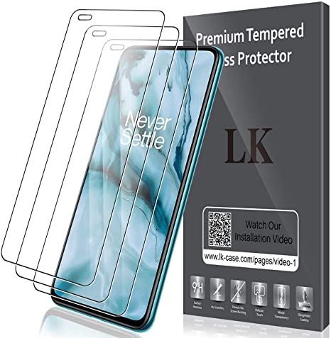 LK [3 PACK Screen Protector for OnePlus Nord, HD Clear Tempered Glass Film [Anti-Scratch][Case Friendly][Bubble Free] Screen Protective Film for OnePlus Nord