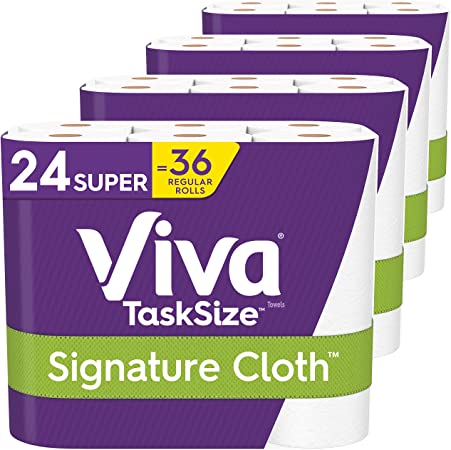 Viva Signature Cloth TaskSize Kitchen Paper Towels, Super Rolls, White, 24 Count