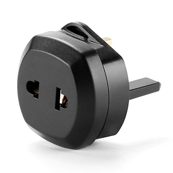 UK Travel Converter Adaptor Plug 2 Pin Euro to UK 3 Pin Plug Adaptor,Shaver Adapter Plug, Salesla Toothbrush Plug Adaptor (Black)