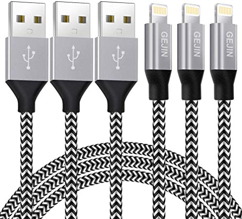 MFi Certified 3 Pack [6FT] iPhone Charger Lightning Cable Extra Long Nylon Braided USB Charging & Syncing Cord Compatible iPhone Xs/Max/XR/X/8/8Plus/7/7Plus/6S Plus/SE/iPad/Nan More