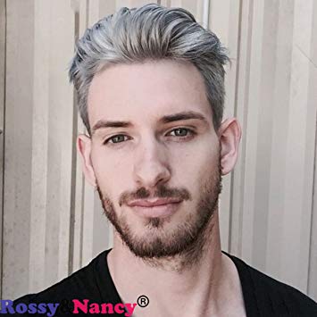 Rossy&Nancy Men Hairpiece Real French Lace Human Hair Replacement for Men Wig Thin Skin Men's Toupee 20% #2 Color Mixed 80% Grey Hair