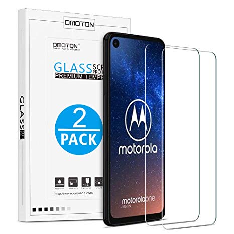 OMOTON [2 Pack Screen Protector Compatible with Motorola Moto One Vision, Tempered Glass [Scratch Resistant] [Bubble-Free][High Transparent][Sensitive Touch]