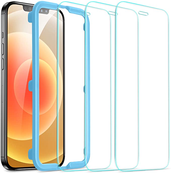 ESR Tempered-Glass Screen Protector for iPhone 12/12 Pro [3-Pack] [Easy Installation Frame] [Case-Friendly]