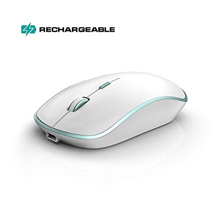 Rechargeable Wireless Mouse-J JOYACCESS Wireless Mobile Portable Mouse with Rechargeable Lithium Batteries,5 Adjustable DPI Levels,Ergonomic,Quiet Click,Sleek Design- Blue White