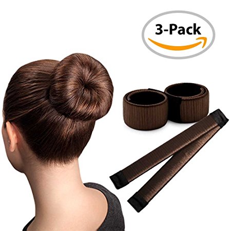 Brown Magic Bun Maker / 3 PACK / Perfect Hair Bun Making Tool / Donut Bun DIY Hair Styling / Hair Bun Shaper / Ballet Hair Bun