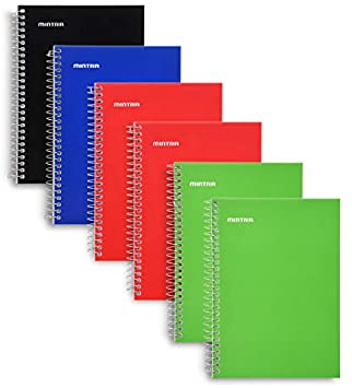 Mintra Office Memo Pads, (3x5 Side Spiral 6pk - Primary Colors), Small Notebook Pad Paper For Taking Notes And Reminders, Work, Business, Desk, College, School, Organization, Planning