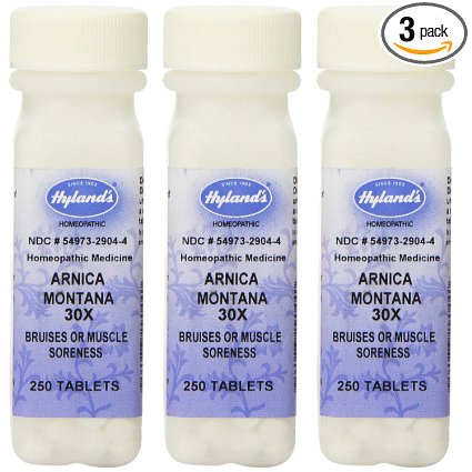 Hylands Arnica Montana 30X Tablets Natural Homeopathic Bruising Pain and Muscle Soreness Relief 250 Count Pack of 3