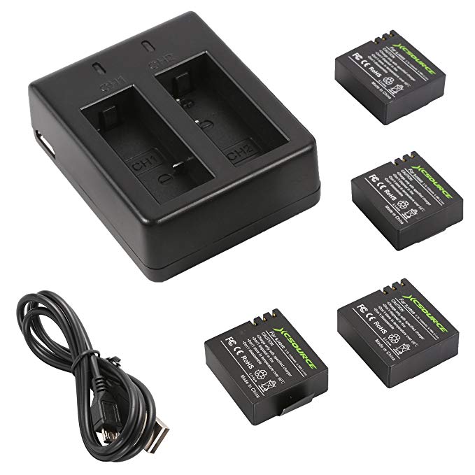 XCSOURCE 4x 3.7V 1100mAh Battery   USB Dual Charger For SJ4000 Action Sport Camera OS480