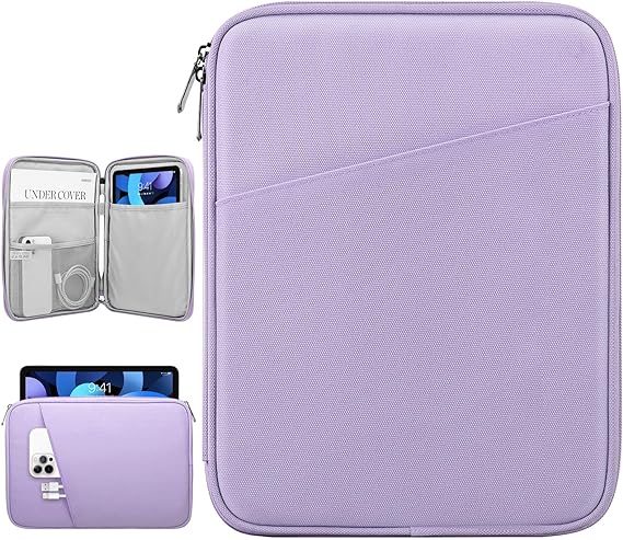 Dadanism 9-11 Inch Tablet Sleeve Bag Carrying Case for iPad 10.2 2021-2019, iPad Pro 11 2022-2018, iPad Air 5th/4th 10.9, iPad 10th Gen 10.9 2022, Galaxy Tab S9 A8 S8 S6 Lite, Grey Purple