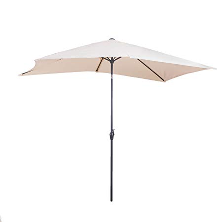 3m x 2m Aluminium Wind up Garden Parasol Sun Shade Patio Outdoor Umbrella - Choice of Colours (Cream)