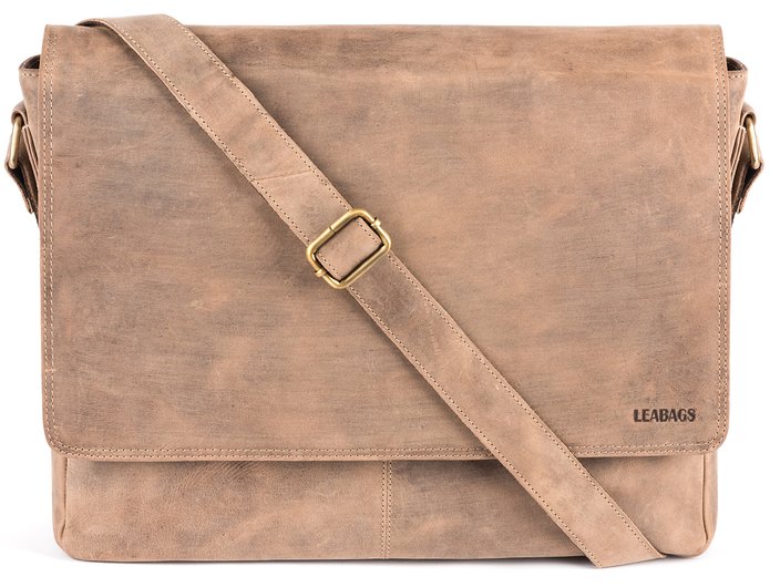 LEABAGS Oxford genuine buffalo leather messenger bag in vintage style