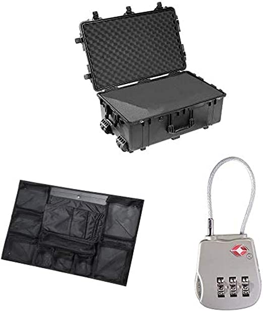 Pelican Select Bundle - Pelican 1650 Case with Foam (Black)   Pelican 1650 Case Lid Organizer   TSA Lock