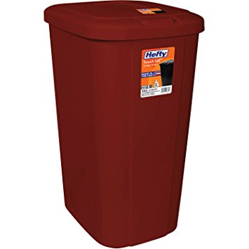 Hefty Touch-Lid 13.3-Gallon Trash Can (1, Red)
