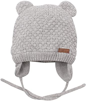 BAVST Baby Beanie Hat for Winter with Earfalp Cute Bear Kids Toddler Girls Boys Warm Knit Cap 0-2Years