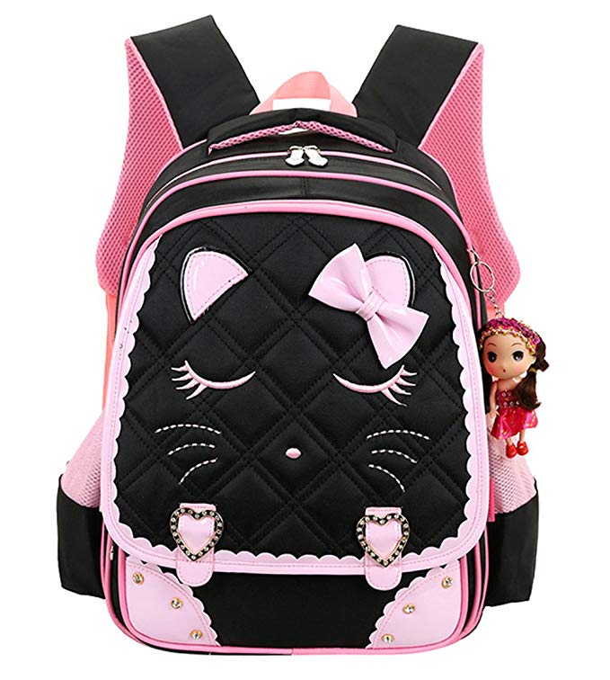 Cat Face Waterproof Girls Backpack Kids School Bookbag for Primary Students
