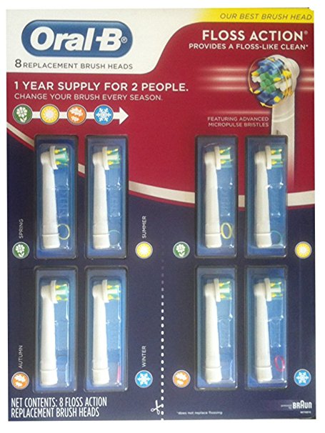 Oral-B Floss Action 8 Pack Replacement Brush Heads