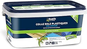 Bostik - Colle Sols Souples pour Plastiques, PVC, Vinyle - Intérieur - Prête à l'Emploi - Application Facile - Sans Solvant - Couleur : Clair - 1 Pot, Blanc, 3.5 kg