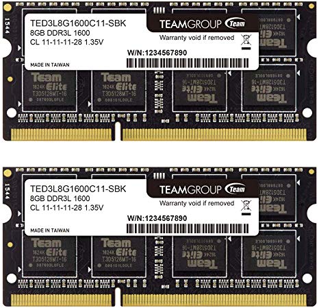 TEAMGROUP Elite DDR3L 8GB Single 1600MHz (PC3-12800) CL11 Unbuffered Non-ECC 1.35V SODIMM 204-Pin Laptop Notebook PC Computer Memory Module Ram Upgrade - TED3L8G1600C11-S01 – (1x8GB) Single