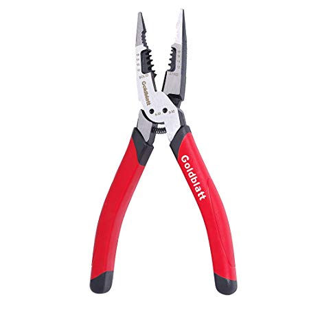 Goldblatt Long Nose Pliers 8-inch/20 cm Multi-use Side-Cutting Pliers with Wire Stripper and Bolt Cutter