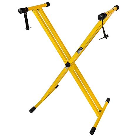 Kadence Heavy-Duty, Double-X, Adjustable Piano Keyboard Stand with Locking Straps, NK13-3kg Dual Braced. (Yellow)