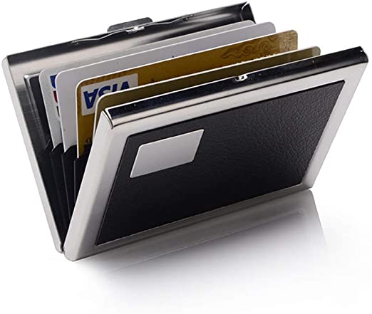 HONB RFID Blocking Stainless Steel Card Holder Case Wallet for Women Men