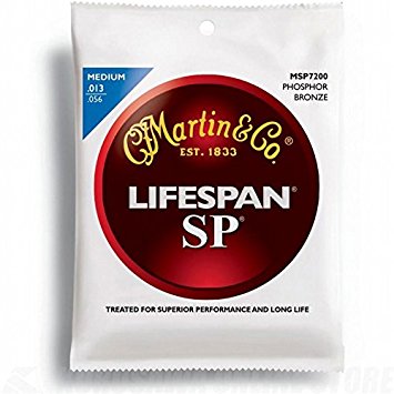 Martin MSP7200 SP Lifespan 92/8 Phosphor Bronze Medium Acoustic Guitar Strings