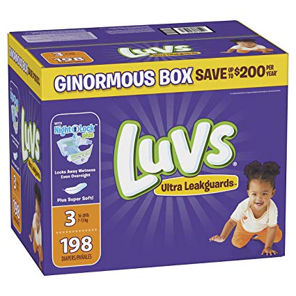 Luvs Ulta Leakguards Disposble Diapers, Size 3, 198 Count, ONE Month Supply